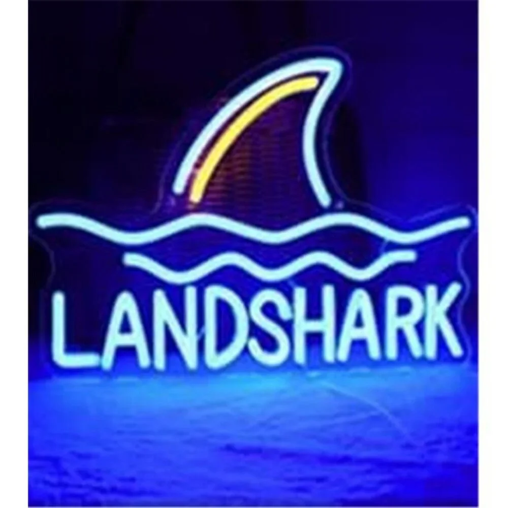 Land Shark Neon Beer Sign LED Shark Neon Lights Lager Neon Signs USB Powered